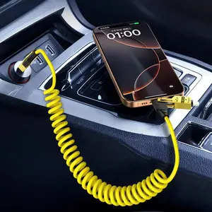 Joytutus 65W Fast Charging Spring Retractable Type-C Car Cable for iPhone 15/16 iPad Pro Samsung CarPlay USB PD Blue Flexible USB Pd 1.5m Length