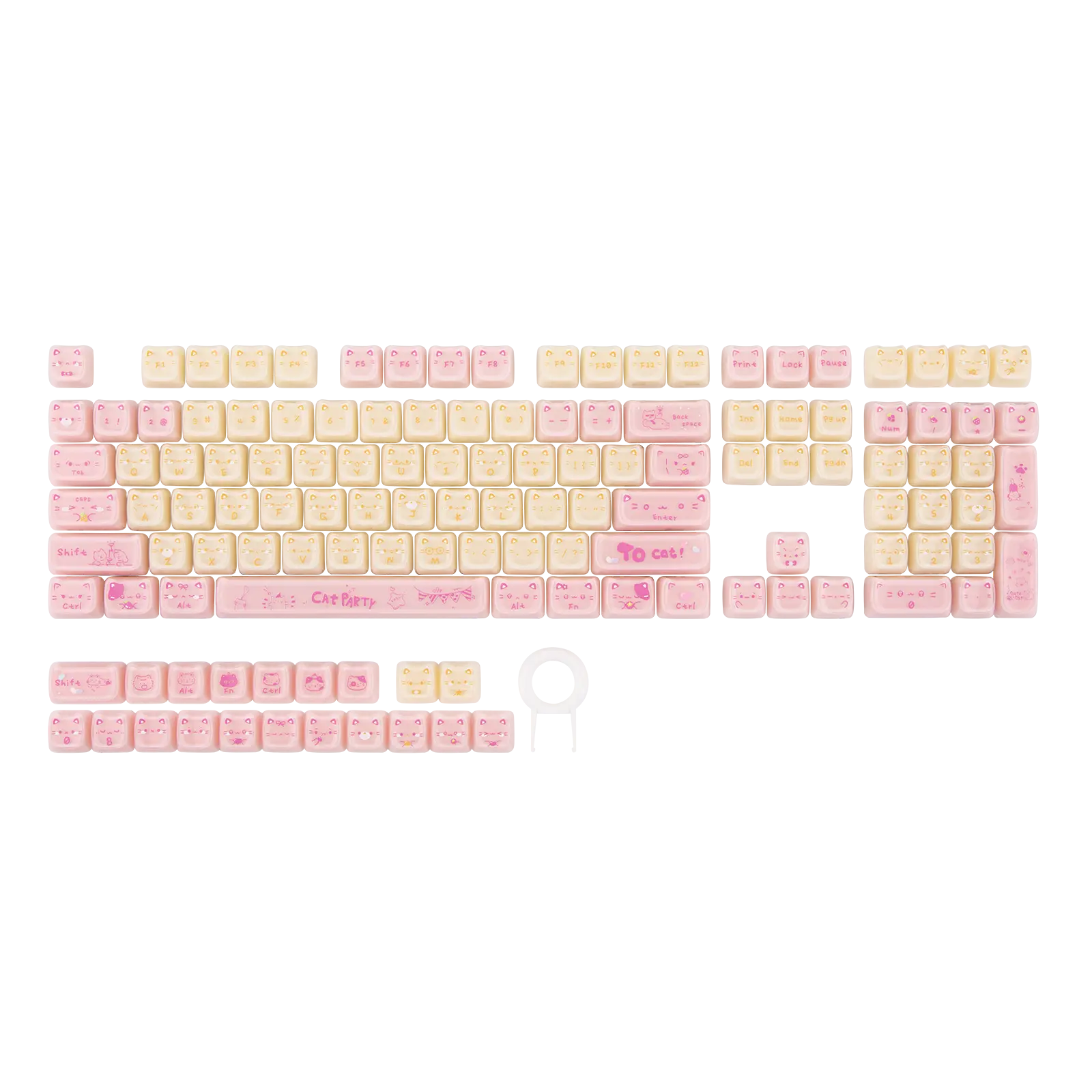 EPOMAKER JellyPaw Crystal Jelly Keycaps Set, 128-Key MAO Profile ABS-PC Non-Shine-Through, MX Switches-Compatible for 60%-Full Size Mechanical Keyboards, Kawaii Cat Creamy Design for Gaming Typing, for Kawaii Enthusiasts