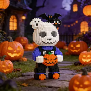 Ghost Version Pumpkin Bear Building Blocks, Perfect Gift for Kids, High-Quality Construction, Unisex Toy, Ideal for Playtime