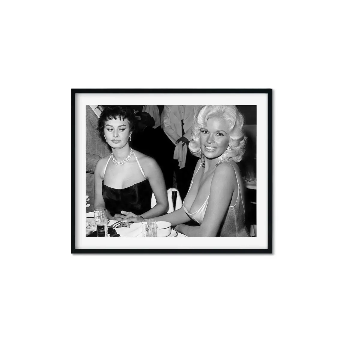 Sophia Loren And Jayne Mansfield Poster, Hollywood Black and White Wall Art, Vintage Print, Photography Prints, High Quality Photo Print