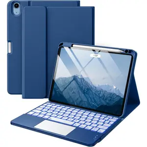 Compatible with iPad Air 11 Inch & Air 5th/ Air 4th Generation Case （No Tablet）with Keyboard - Multi-Touch Trackpad, 7-Color Backlit, Detachable Folio Keyboard Cover for Air 11-inch M4/M3/M2 (Navy Blue)