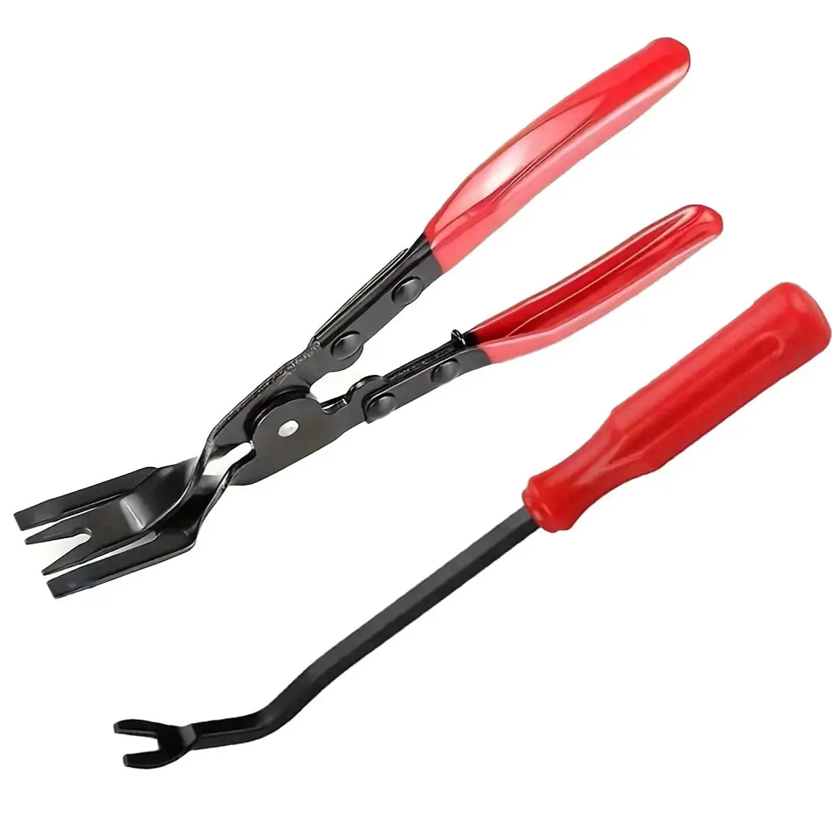 2pcs Car Panel Clip Removal Pliers Tools, Auto Fastener Trim Removal Tool Kit, Plastic Clip Push Pin Removal Pliers Tool Automotive Pry Tool Door Panel Dashboard Repair Set,Clip Screwdriver Light Pliers Door Panel Tool Set