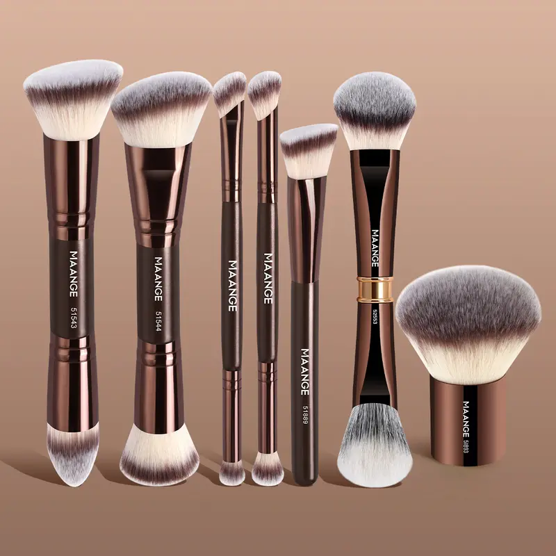 Maange 7-Piece Face Makeup Brush Set, Brush Combo, Brush Kit, Metal Frame, Ideal for Cosmetic Application, Perfect Gift Box Packaging, Essential Beauty Tool