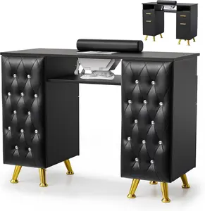 summervibes Karlhome  Manicure Table w/Dust Collector, Nail Desk for Nail Tech, Nail Station with Storage, for Makeup Beauty Spa Salon, w/Hand Rest, Acetone Resistant