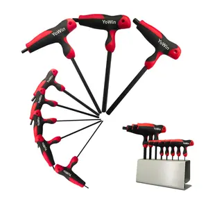 8pcs Portable T-Handle Allen Wrench Set with Storage Rack Heavy Duty Hex Key Wrench Tool Kit Non‑Slip Grip Long Arm Hex Screwdriver for Household & Workshop Repair