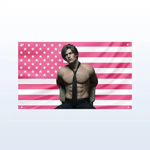 Leon S Kennedy Pink US Flag | Resident Evil Requiem Wall Tapestry | Gamer Dorm Room Decor | Resident Evil Fan Gift