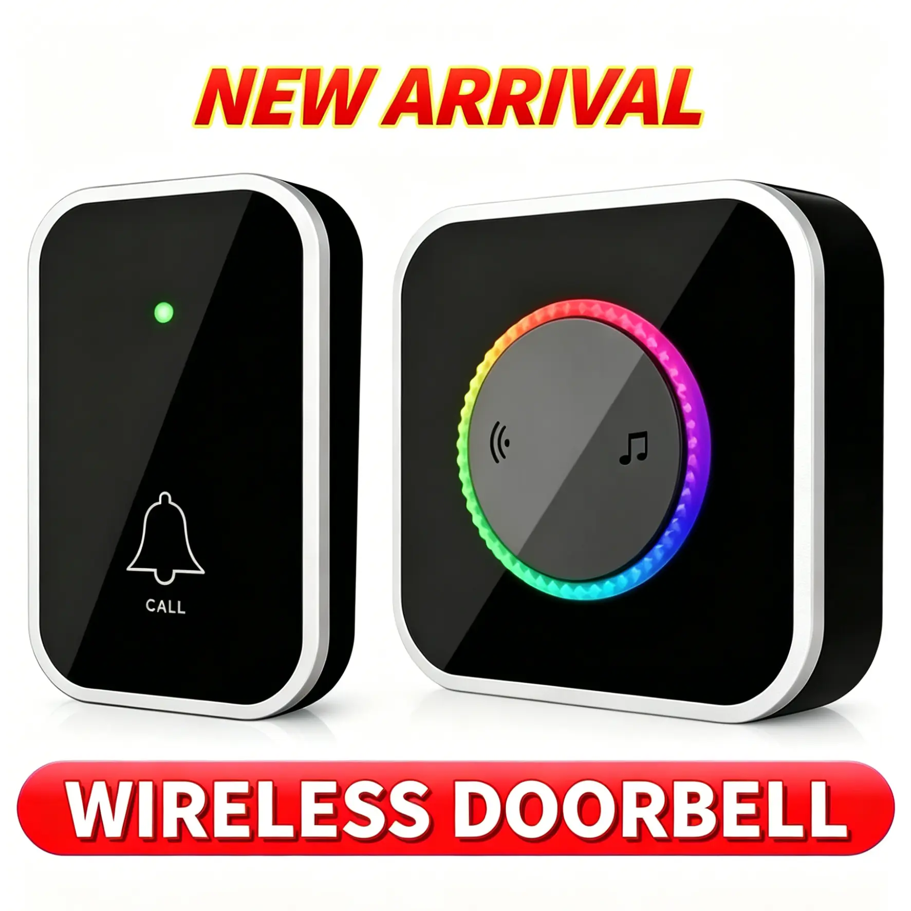 Security Doorbell, Wireless Doorbells for Home – 1000Ft Range, 45 Chimes, Adjustable Volume, Colorful LED Indicator, Easy Installation, Waterproof Design, Black – Perfect Housewarming Gift