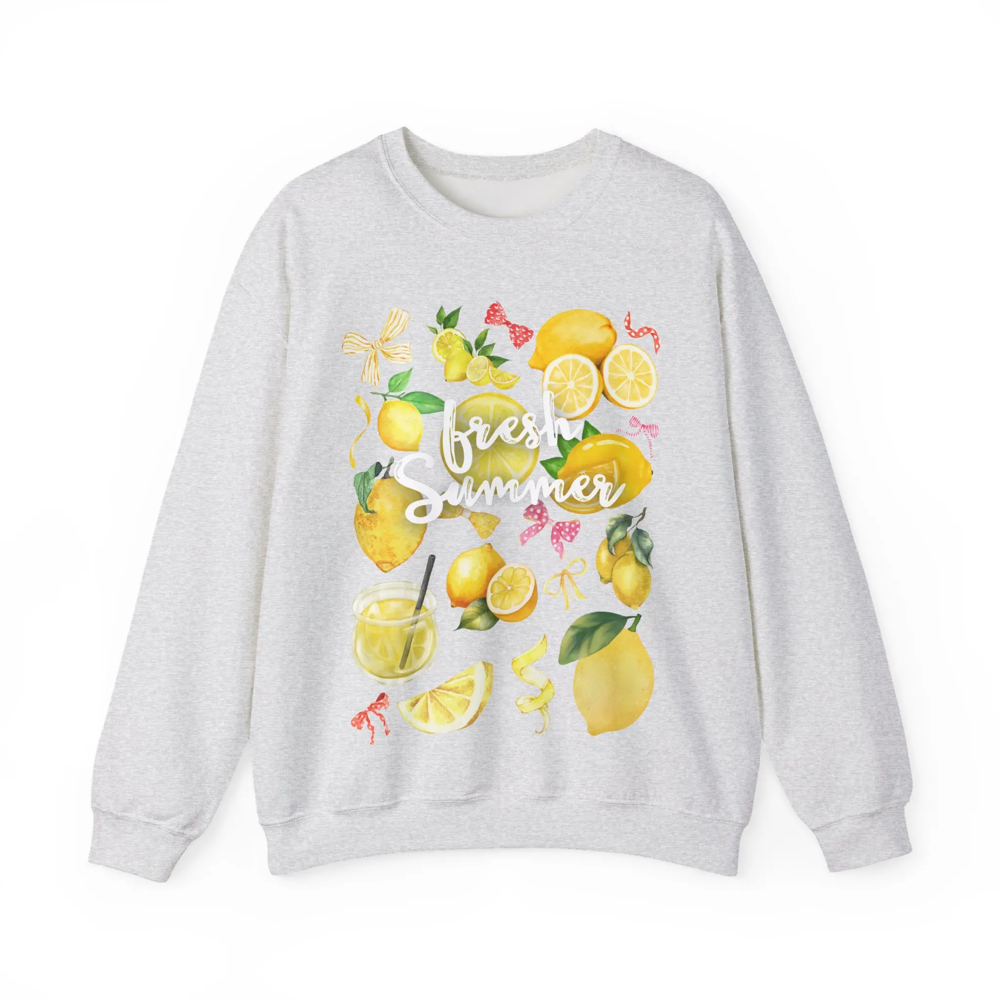 Fresh Summer Lemons Crewneck Sweatshirt | Unisex, Cozy Fall Layer, Lemon-Themed Gift, Summer Vibes Apparel, Vibrant Casual Wear