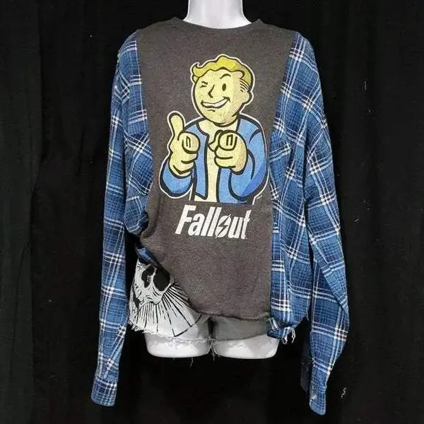 Fallout Video Game Upcycled Oversized Flannel