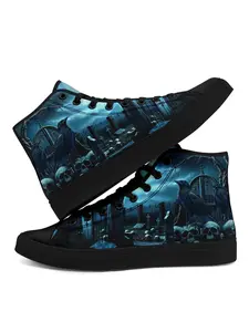 Skull High Top Lace-Up Shoes for Men and Women, Gothic Fashion Sneakers with Bold Skull Designs, Stylish and Comfortable for Streetwear and Casual Outfits