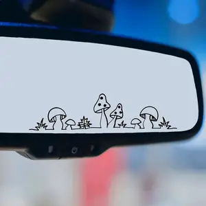 Cute Mushroom Pattern Car Sticker, Rearview Mirror Sticker Car Decals, Car Exterior Decorative Sticker, Universal Car Accessories for Car Interior & Exterior Use, Decal For Cars