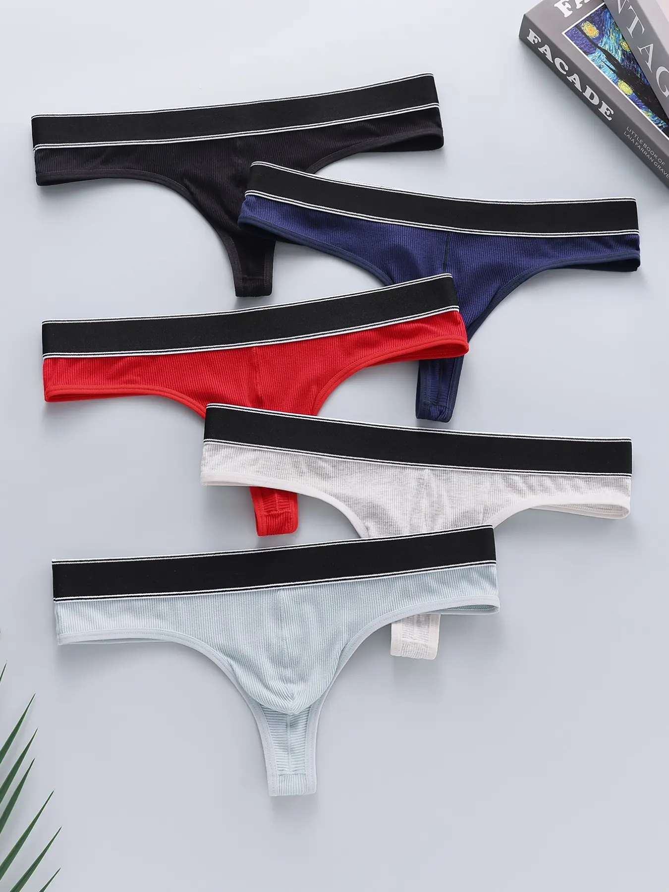 5-Pack Men's Durable Soft Breathable Fabric Underwear Set, Seamless Comfortable Thong for Daily Wear
