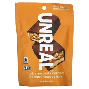 Unreal Dark Chocolate Caramel Peanut Nougat Bars, 3.4 oz (95 g)