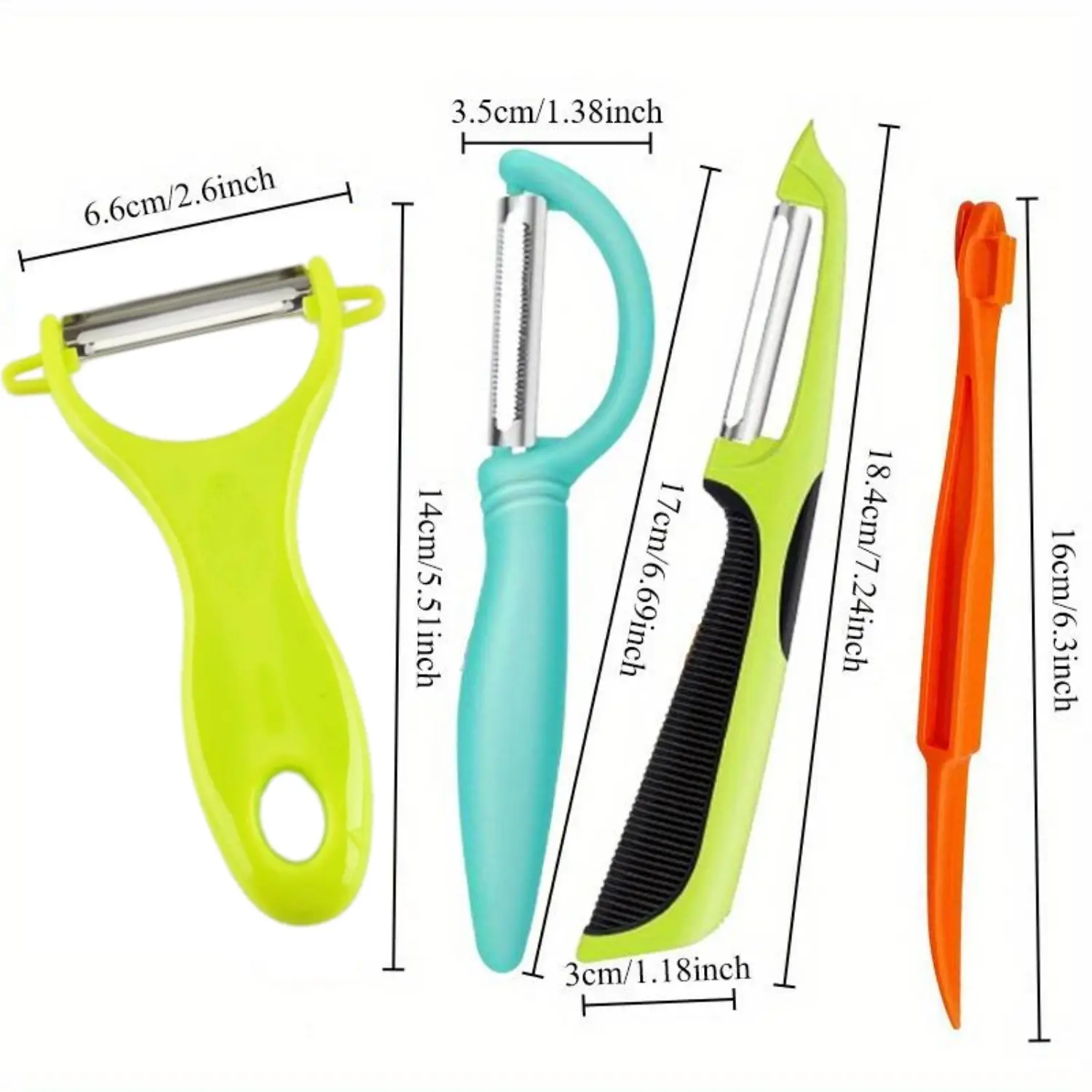Fruit Peeler Stainless Steel Kitchen Grade Peeler Durable Multifunctional Vegetable Peeler Set Roll Cutting Peeler Suitable for Potatoes Apples Carrots with Extended Orange Peeler Set
