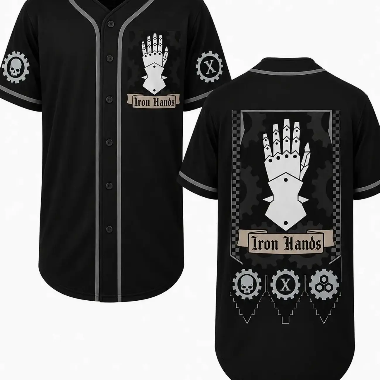Elite Space Warrior Baseball Jersey, Grimdark Battle Button Up Shirt, Tabletop Gamer Apparel for Men & Women