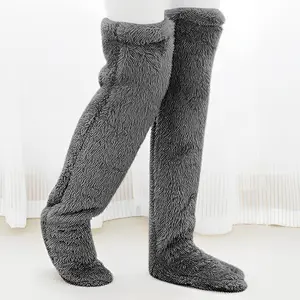 Womens Over-Knee Fuzzy Socks, Extra Soft Plush Long Leg Warmers, Winter Warm Fluffy Sleeping Stockings (Stretchy)