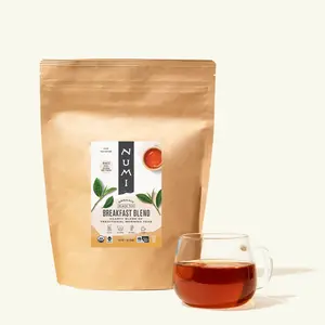 Numi Organic Breakfast Blend Loose Tea - Bold Assam Ceylon & Darjeeling Black Teas for Energizing Morning Start - 200 Cups per Bag