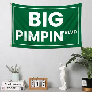 Big Pimpin blvd flag funny flag 3*5ft banner tapestry durable with two brass flags suitable for outdoor indoor decoration Wall Room