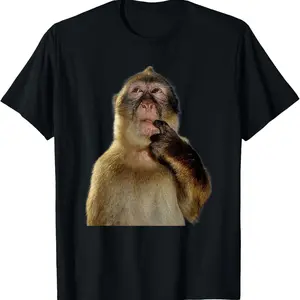 [100% Cotton]Thinking Monkey Meme T-Shirt