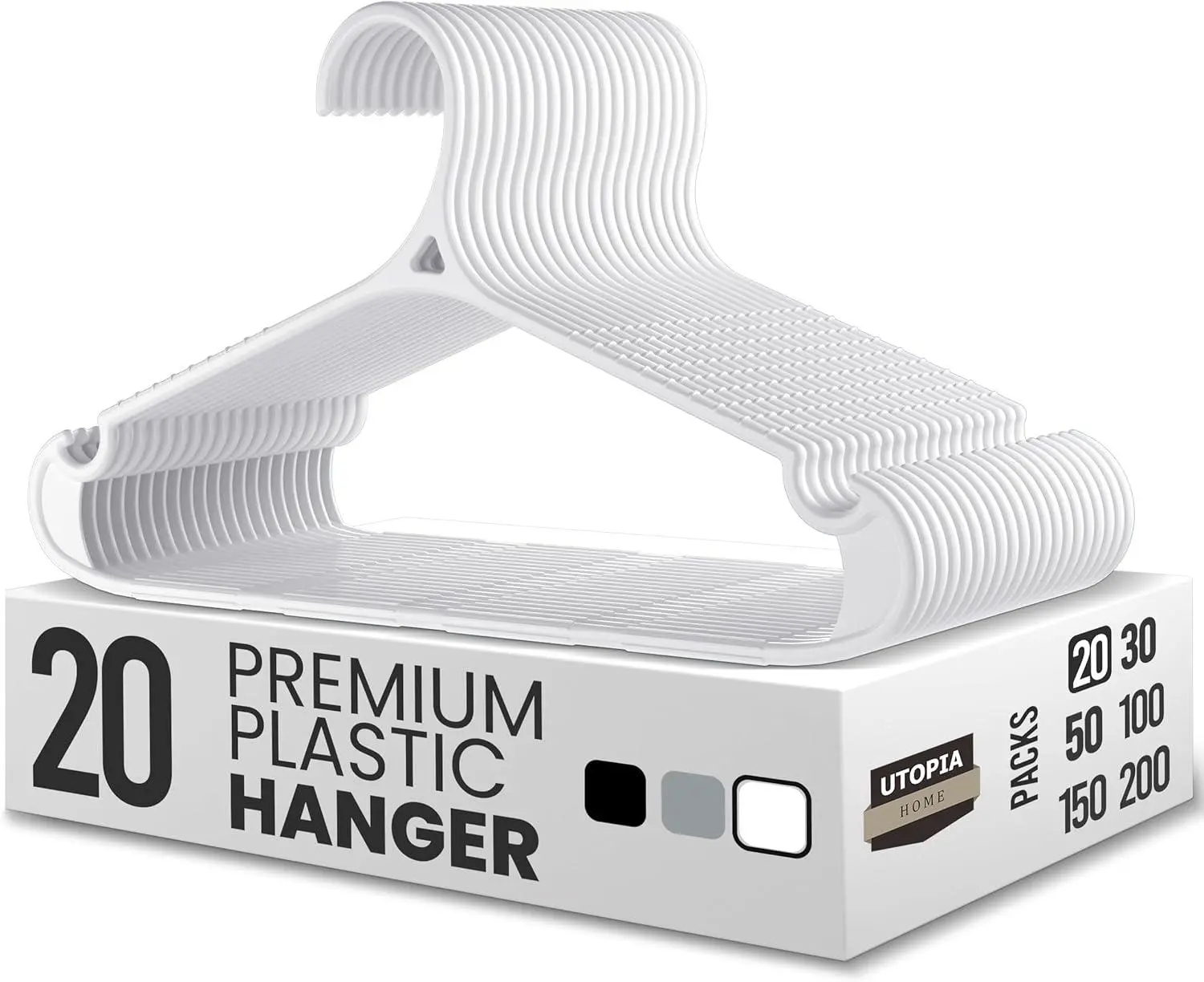 Utopia Home Heavy-Duty Plastic Closet Hangers Pack - Versatile, Space-Saving Hanging Home Organizer for Efficient Storage