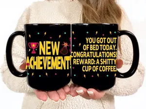 New Achievement Coffee Mug, Dungeon LitRPG Scifi Fantasy, Booktok Merch, Bookish Gift for Dad, Donut Princess Bookclub Gift, Bookworm
