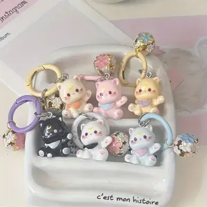New 3D Cat Bell Keychain Set of 6, Cute Keychains, Cute Backpack Charm for Students, Girl Bag Accessory, Perfect Gift for Best Friends