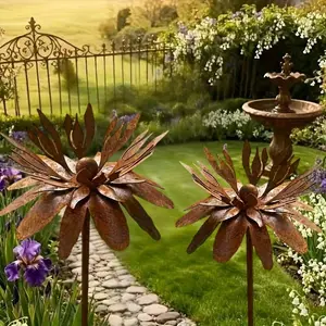 Metal Wrought Iron Vintage Garden Stake Country Style Outdoor Decoration Suitable for Flower Beds Potted Plants Patios Terraces Garden Accessories