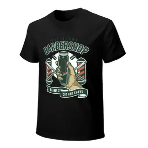 Men's Unisex Retro Barbershop 180g Heavyweight Customized Elastic Breathable Cotton Fabric Black Short-Sleeve Tee, "Best In Town" Barber Print Casual Streetwear for Barbershop Lovers, Frisco Orange/Big Deborah/World Tshirt