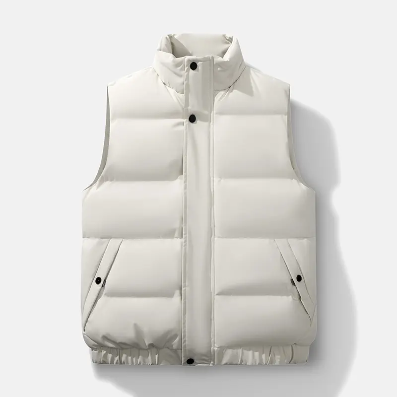 Men's stand collar sleeveless warm vest with an inner lining, casual and versatile, suitable for outdoor sports, fishing, etc., and can be worn in autumn and winter.