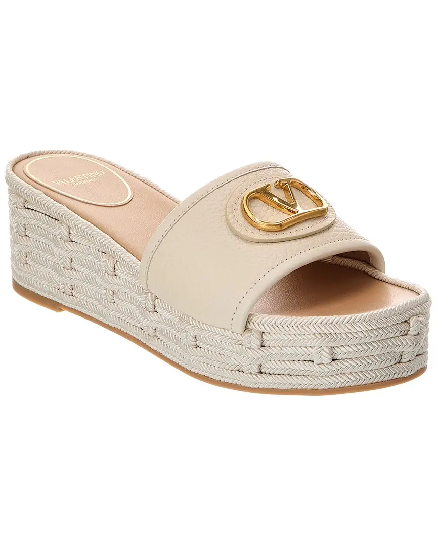 Valentino VLogo 60 Grainy Leather Platform Sandal