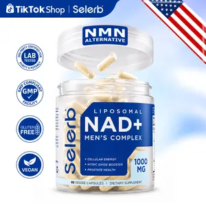 Selerb NAD+ Supplement for Men with NMN - Liposomal Complex with Trans-Resveratrol, CoQ10, Maca & Ashwagandha - Supports Cellular Renewal, Energy & Performance - 60 Capsules Dietary Healthcare Vitamins