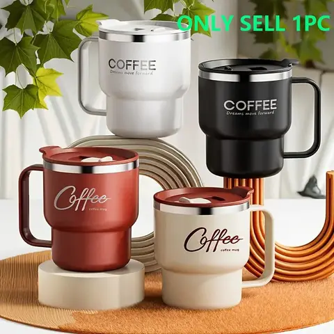304 Stainless Steel Coffee Mug with Lid, Double Wall Insulated, Double-Layer Heat Insulation Drinking Cup for Outdoor Car Travel Student Portable Water Bottle Gift, Portable Coffee Cup, Insulated Coffee Mugs, Stainless Steel Tumblers, Tumbler Reusable Cup