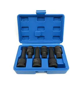 6PCS 1/2" Drive Triple Square Spline Impact Bit Sockets Long and Short Combinations Set, 6 Pcs XZN Socket 42 Cr-Mo M14 M16 M18 With Storage Case
