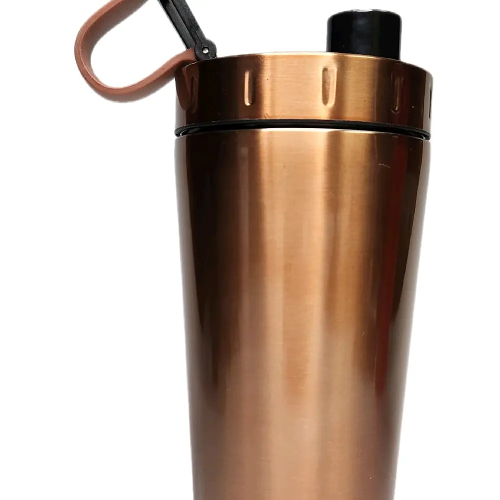 Rose gold Double Wall Stainless Steel Insulated Shaker with Secure Lid and Convenient Handle for On-the-Go Use
