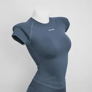 DF Impact Women's Short Sleeve Training Top, Slim Fit Sculpting Workout Tee, 4-Way Stretch Buttery Soft Breathable Quick Dry Activewear