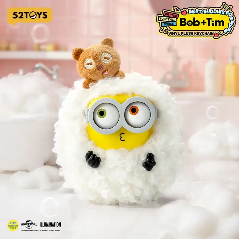 52TOYS Bob & Tim Best Buddies Forever Series Vinyl Plush Keychain Blind Box, Kawaii Birthday Gift, Room & Desktop Decor