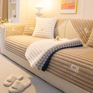 Solid Color Plush Sofa Cushion, 1 Count Simple and Modern Style Washable Sofa Slipcover, Durable Cushions, Anti Slip Sofa Pad for Bedroom, Living Room, Home Decoration, Soft Decorative Sofa Protector, Couch Protector