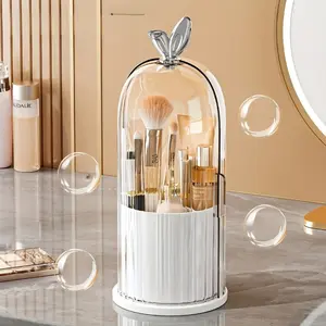 360° Rotating Makeup Organizer, Desktop Storage Box with Multiple Compartments, Space-Saving Beauty Organizer for Brushes, Lipsticks, Skincare