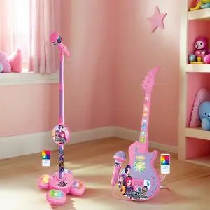 Girls Group Karaoke Microphone Toy with Colorful LED Lights, Encourages Singing, Boosts Confidence, Microphone for singing, Guitar Toy, Perfect Birthday Gift for children Aged 3-8,  Fans Gift, Fun Educational Toys