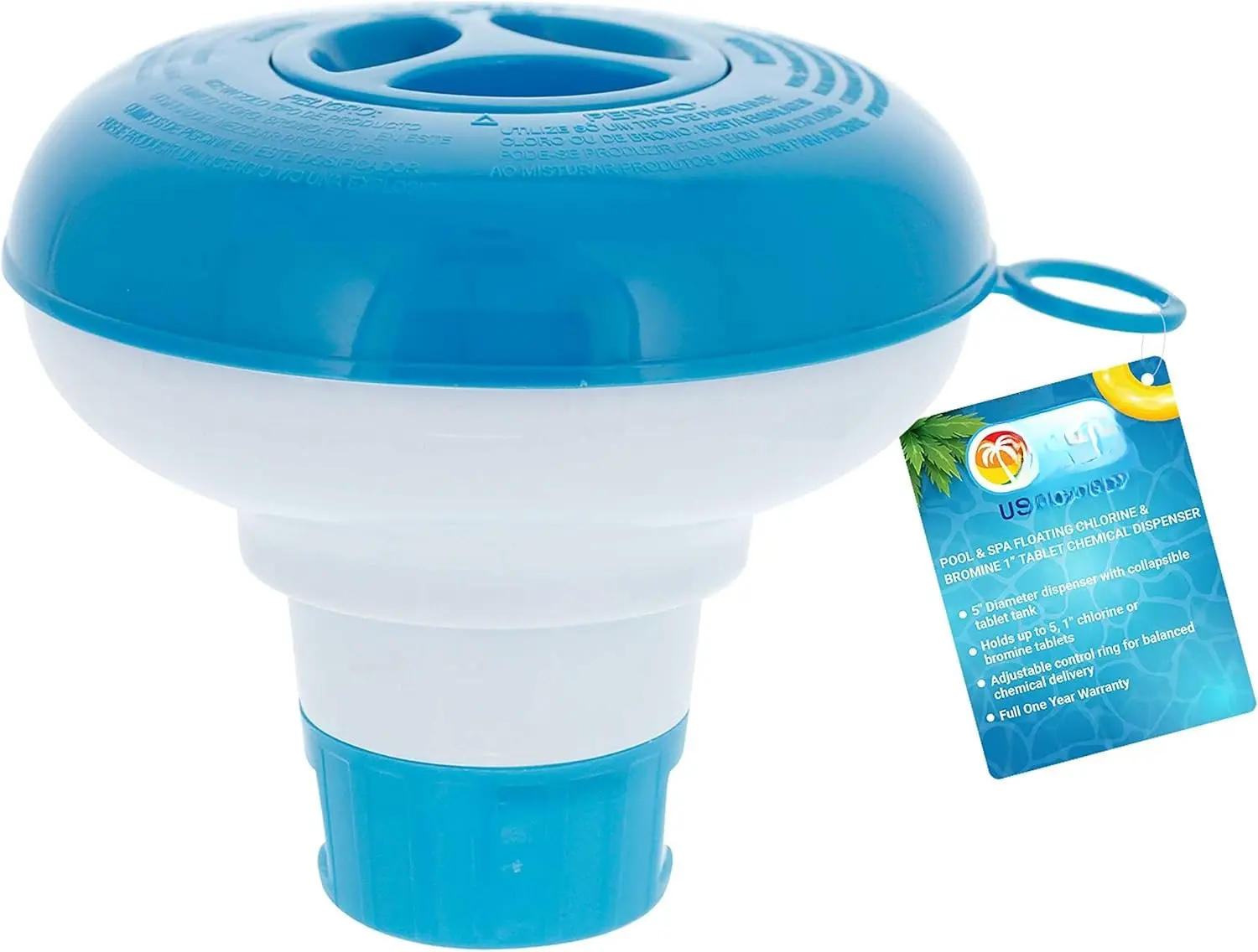Collapsible Floating Chlorine & Bromine 1" Tablet Dispenser, 5" Diameter Pool Accessory for Swimming Pools & Hot Tubs, Pool Accessories, Swimming Pool