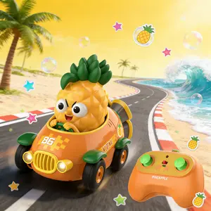 Toy pineapple-shaped car - 4WD Stunt Car with 360° Spin, LED, Rechargeable - Toy Suitable for, Indoor/Outdoor Racing Car