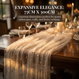 Champagne Pearl Sheer Fabric, Elegant Home Decor, Wall Decoration, Window Sill Arrangement, Wedding Party Table Cover, Tablecloth, Table Runner, Tablescapes, Holiday Events