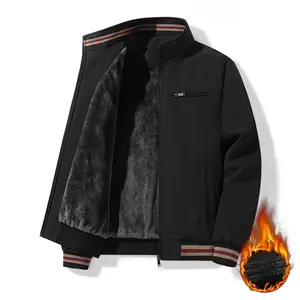 Men's Autumn Winter New Casual Trendy Stand Collar Jacket Thick Fleece Lined Coat for Young and Middle-aged Men Menswea jackets zip jackets heated jacket Black winter outfits heated jacket winter outfits men jackets jackets for winter cold weather outfits