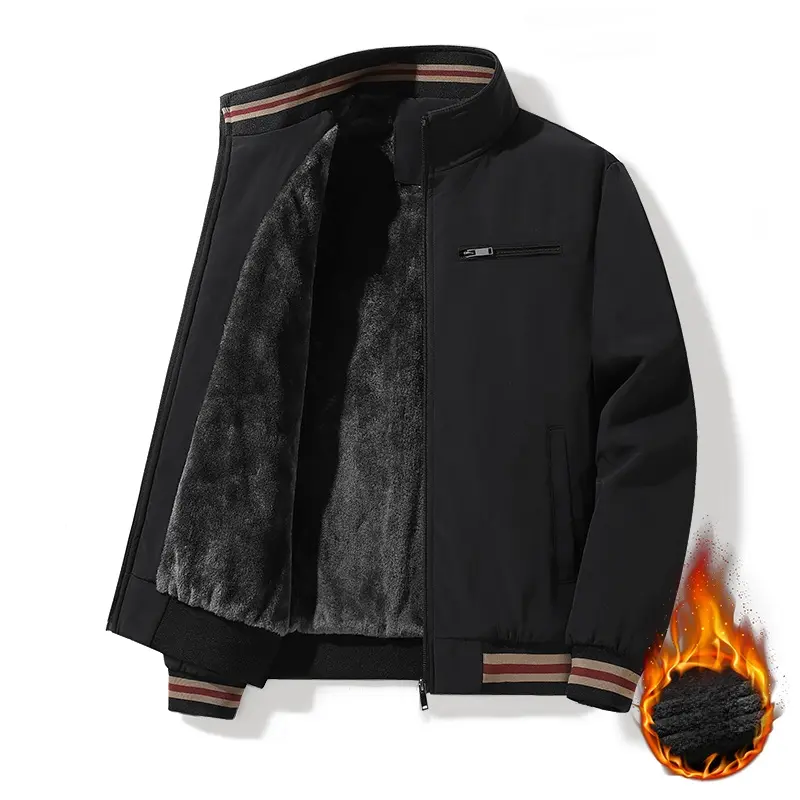 Men's Autumn Winter New Casual Trendy Stand Collar Jacket Thick Fleece Lined Coat for Young and Middle-aged Men Menswea jackets zip jackets heated jacket Black winter outfits heated jacket winter outfits men jackets jackets for winter cold weather outfits
