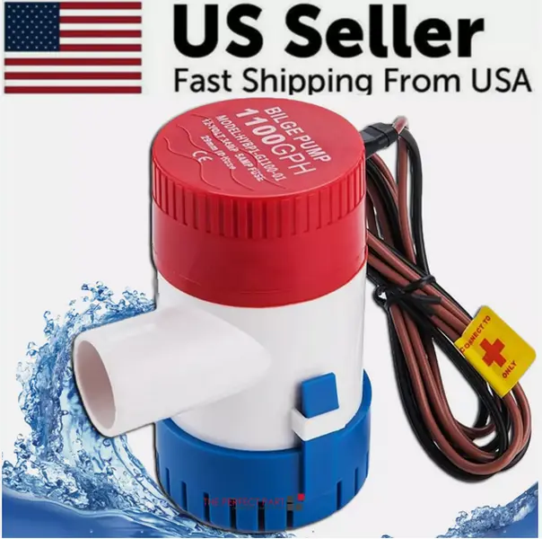 1100GPH 12V Electric Marine Submersible Bilge Sump Water Pump For Boat 3/4" Hose 1100GPH 12V Electric Marine Submersible Bilge Sump Water Pump For Boat 3/4" Hose