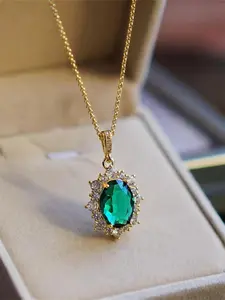 Vintage Sparkling Zirconia Pendant Necklace for Women, Rhinestone Decor Necklace for Party, Daily Clothing Decor, Trendy All-match & Exquisite Jewelry for Birthday Gift