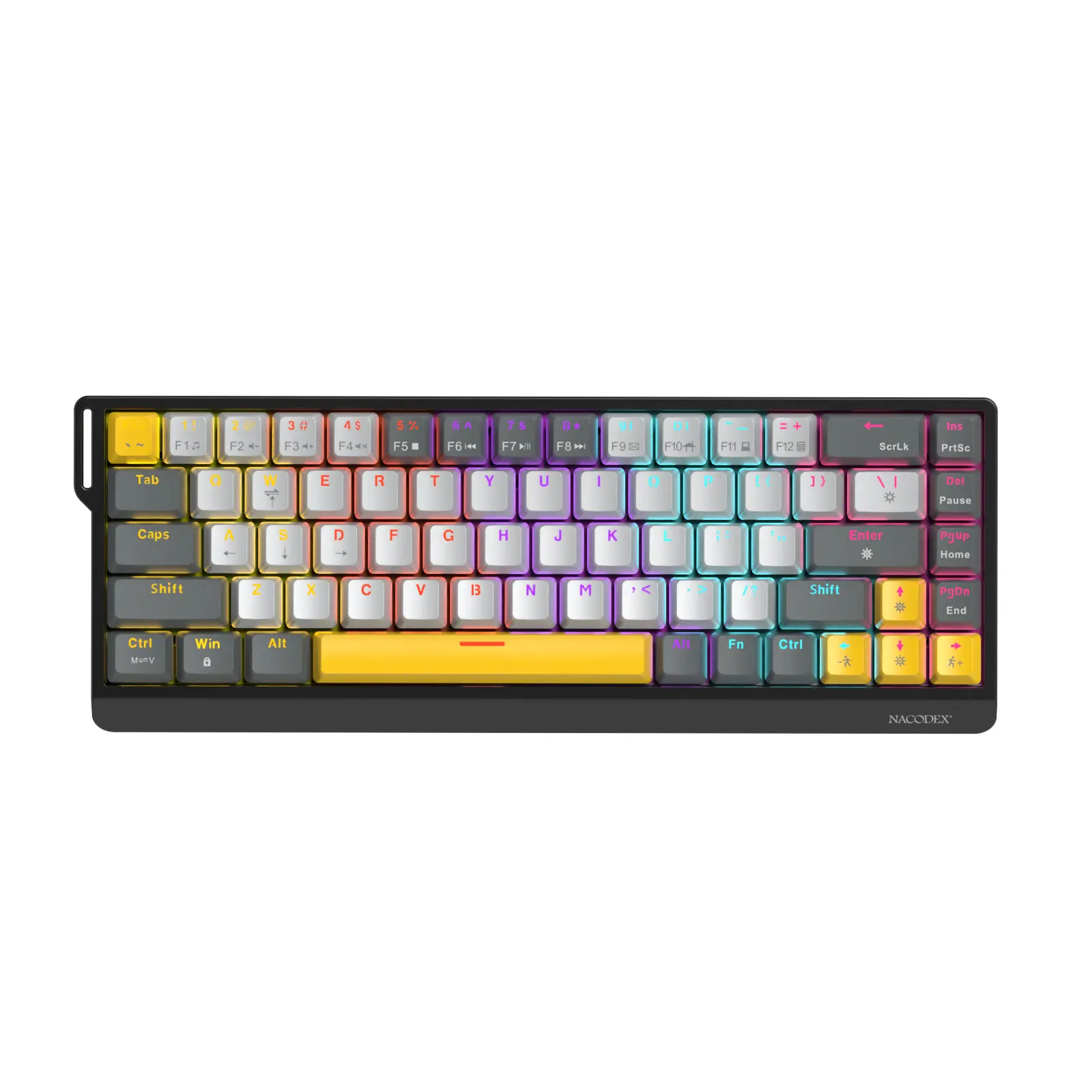 AJAZZ NK68 V2 Wired Gaming Mechanical Keyboard - 68-KeyLayout, Plug-and-Play, Mixed-color, Colored LED Keycaps, Compatible with Windows/iOS/iPad, High Performance Keyboard for Gaming