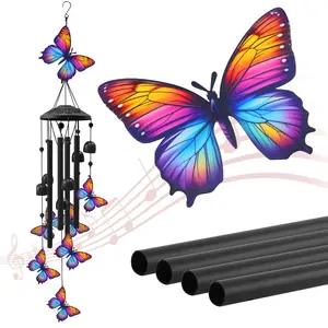 Butterfly Wind Chimes for Outside, Black Metal Windchimes Outdoors, Butterflies Gifts for Women/Men, Garden/Yard Decor, Memorial/Birthday Gifts for Grandma/Mom, Durable Chimes for Outdoors
