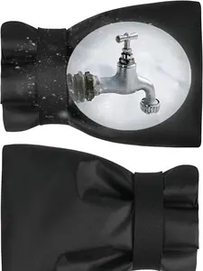 Outdoor Faucet Cover Socks for Winter Freeze Protection, 5.9" W x 9" H, Hose Bib Covers for Wall Taps Outside, Waterproof & Frost Free Insulated Spigot Cover, 2 Pcs Faucet Socks Black