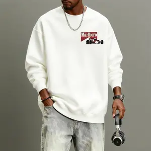 Vintage F1 Vibe! White Crew - Neck Sweatshirt with Racing Graphics and 'Marlboro', 'Monaco 1988' Text, A Must - Have for Motorsport Fans